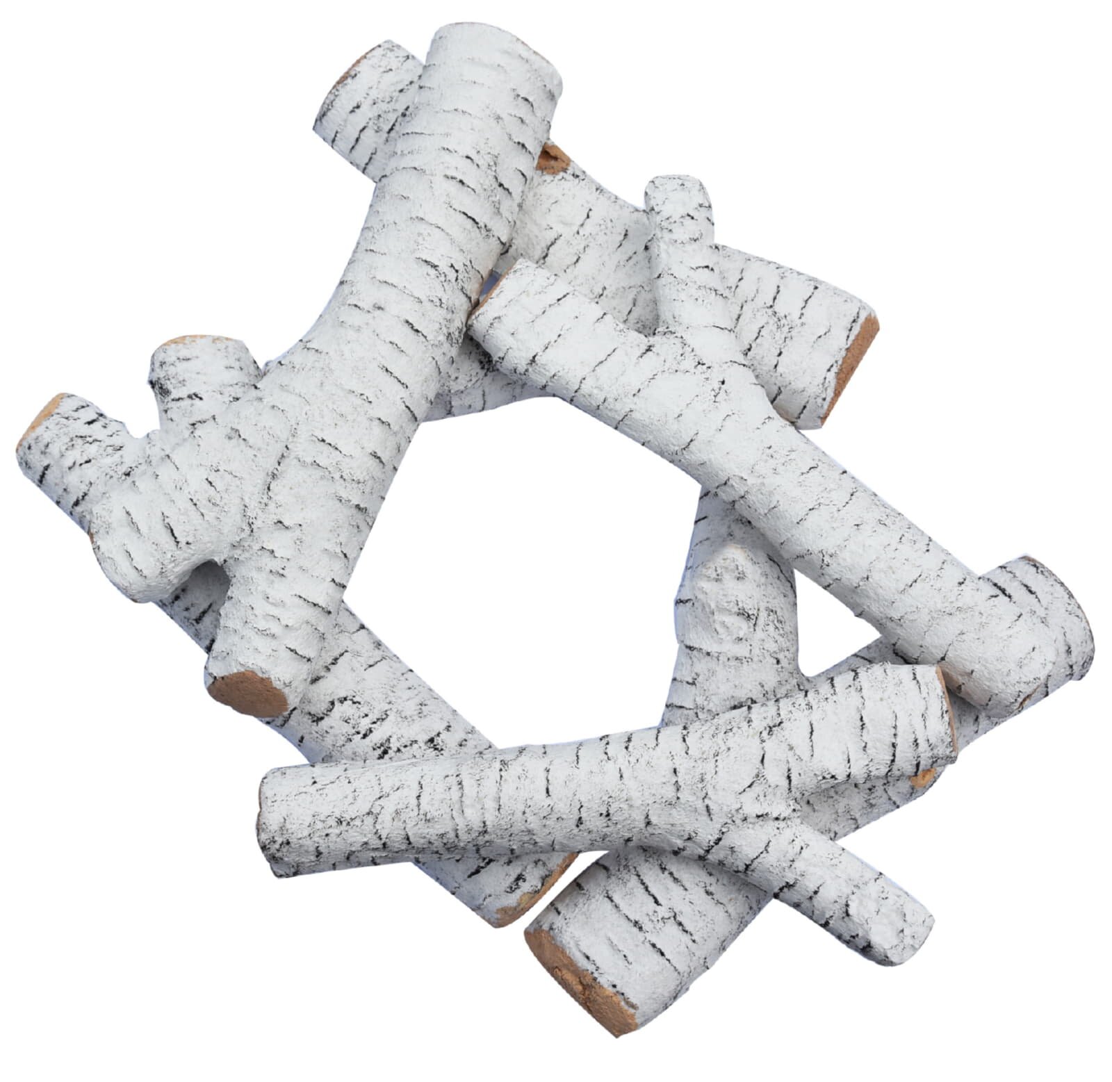 Elementi keramische Kaminholzscheite in weiß für Feuerstellen - 6 Stück