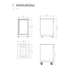 Vivandio quub Kompakte Gartenküche mit Kühlschrank & Kochfeld, mattschwarz