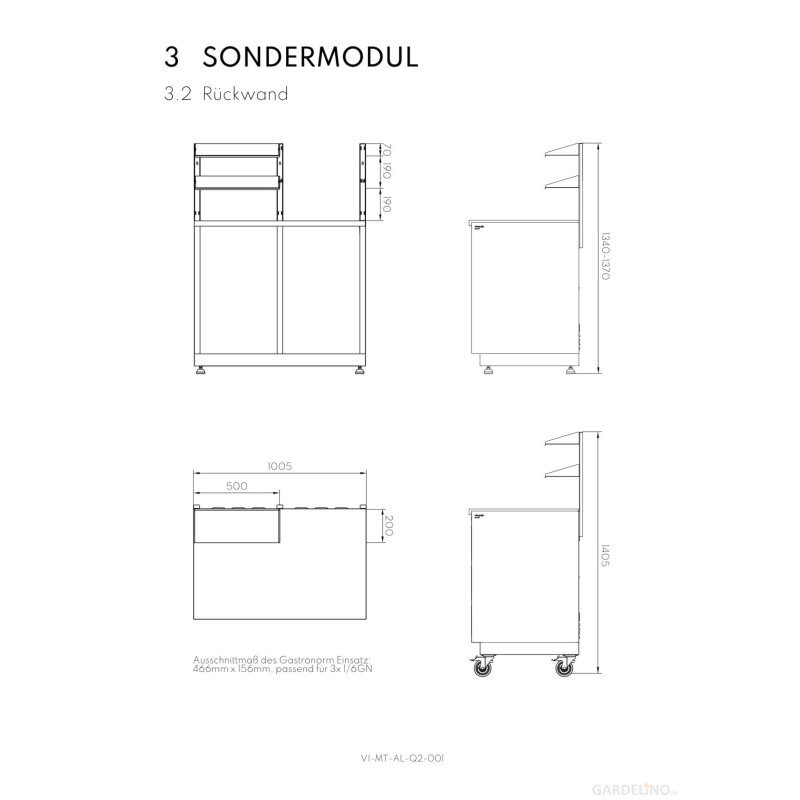 Vivandio quub Kompakte Gartenküche mit Kühlschrank & Kochfeld, silber