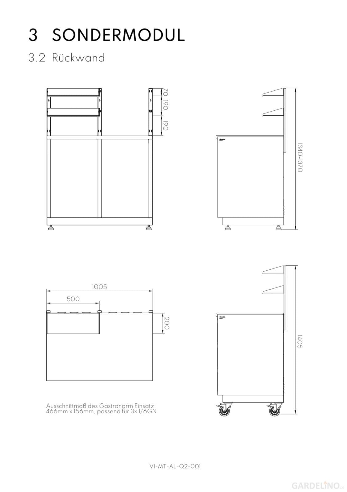 Vivandio quub Kompakte Gartenküche mit Kühlschrank & Kochfeld, silber