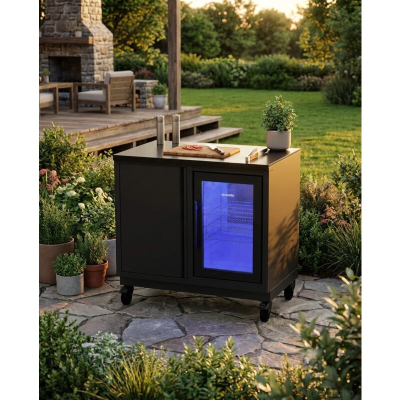 Vivandio quub Grillmodul mit Kühlschrank, Mattschwarz