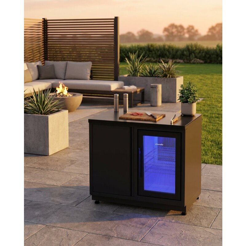 Vivandio quub Grillmodul mit Kühlschrank, Mattschwarz