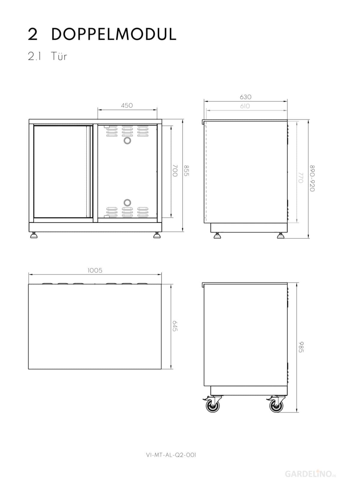 Vivandio quub Grillmodul mit Kühlschrank, Mattschwarz