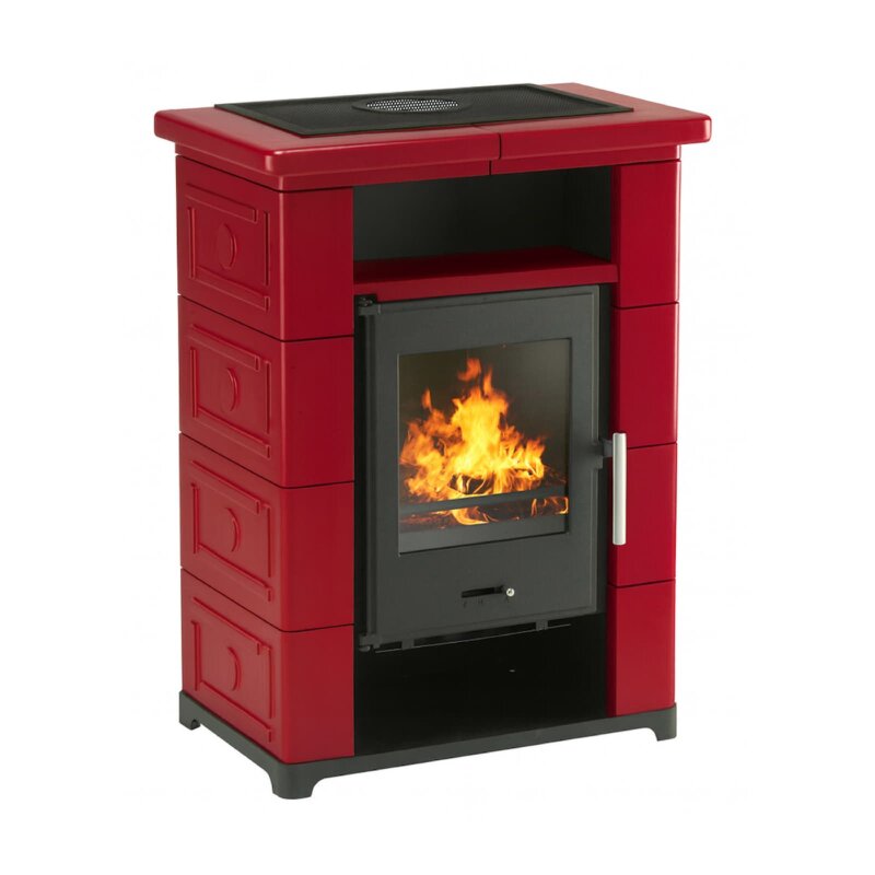 Kaminofen Wamsler Montafon - 7 kW - Schwarz / Keramik Bordeaux