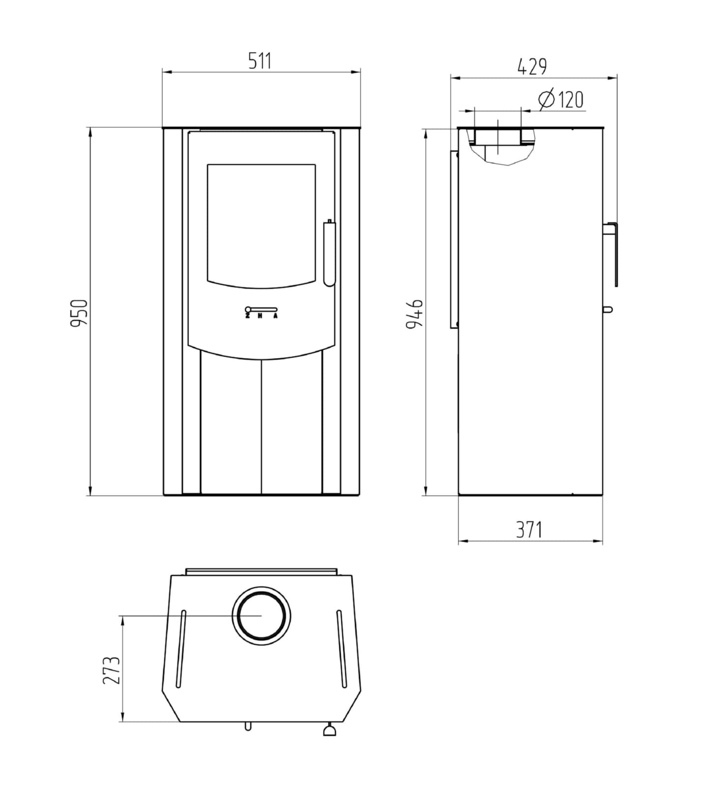 Kaminofen Wamsler Sam KF108-74 - 6 kW - Schwarz