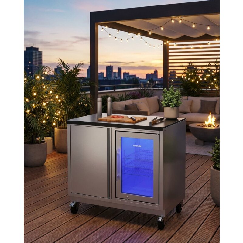 Vivandio quub Grillmodul mit Kühlschrank, silber