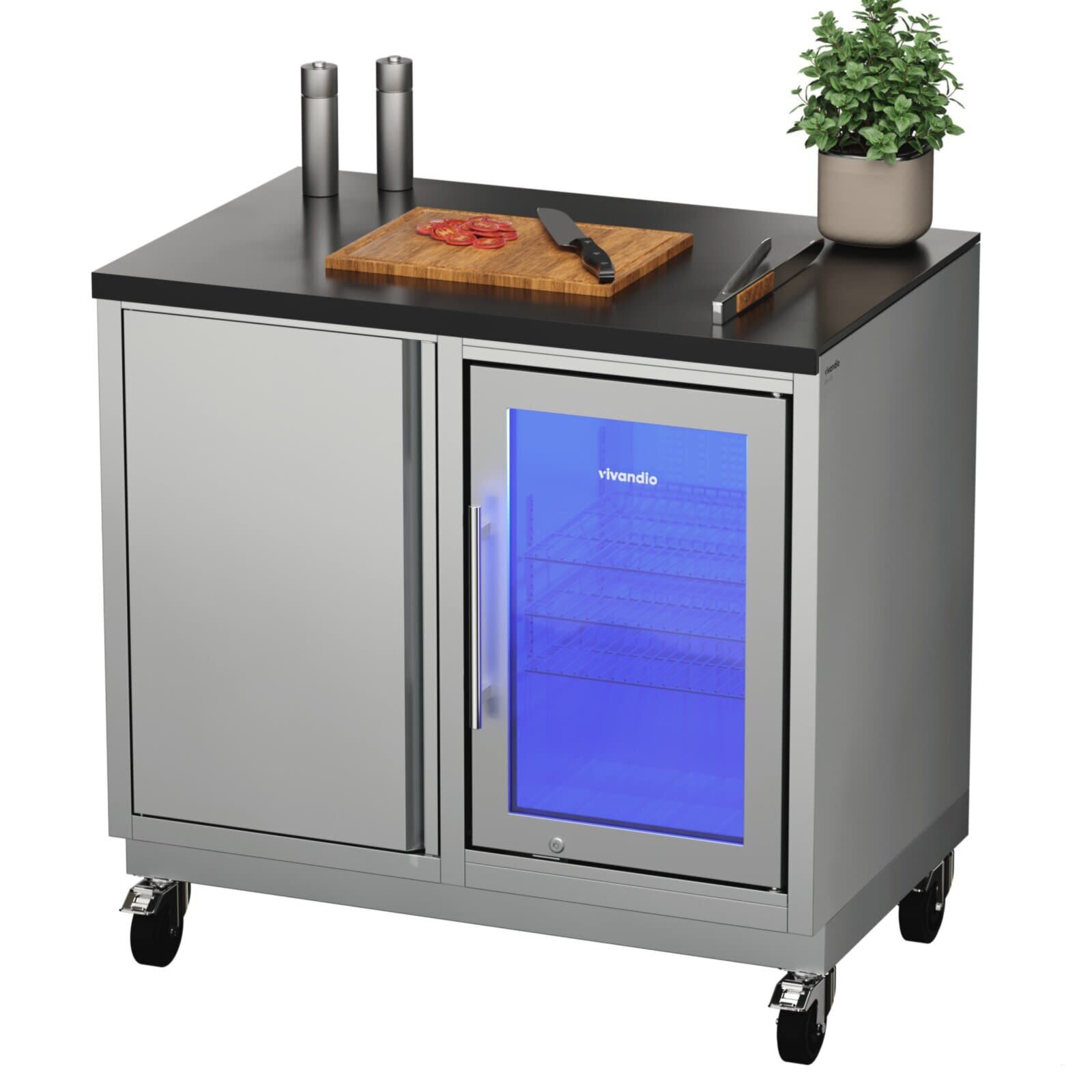 Vivandio quub Grillmodul mit Kühlschrank, silber