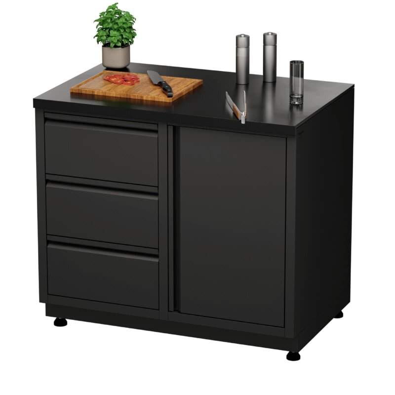 Vivandio quub System Grill Beistellwagen, mattschwarz