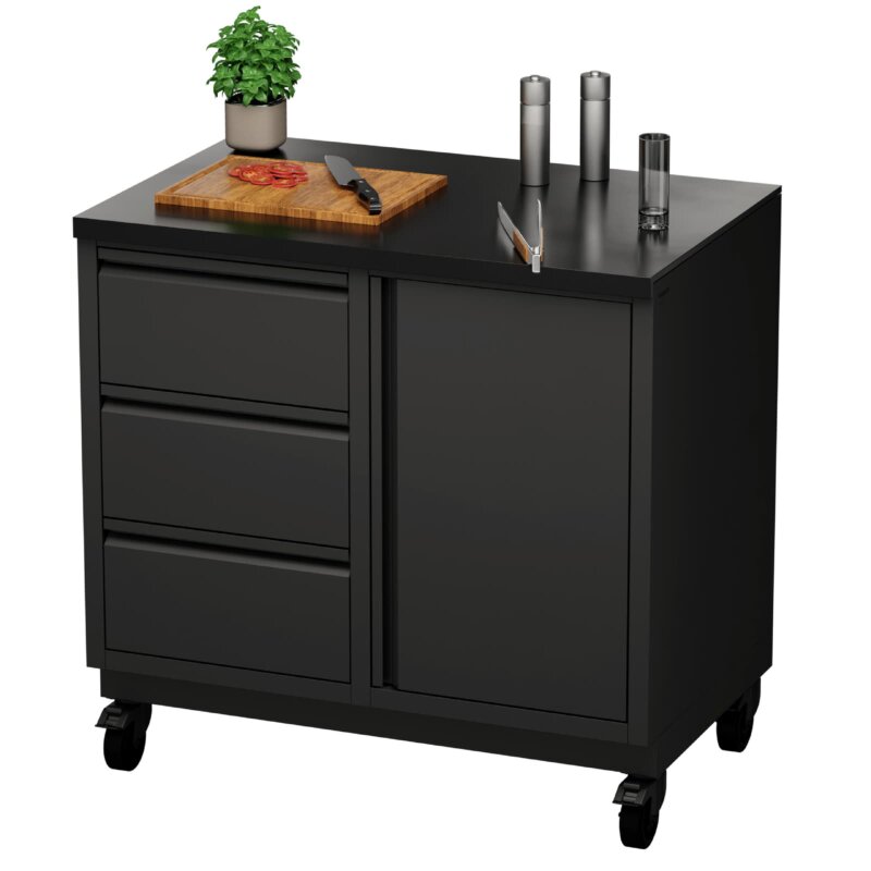 Vivandio quub System Grill Beistellwagen, mattschwarz