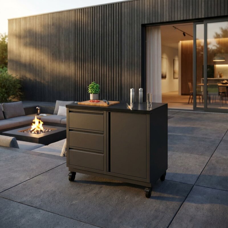 Vivandio quub System Grill Beistellwagen, mattschwarz