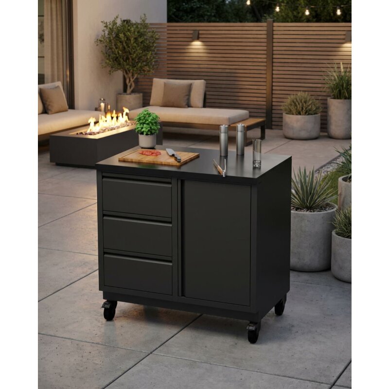 Vivandio quub System Grill Beistellwagen, mattschwarz