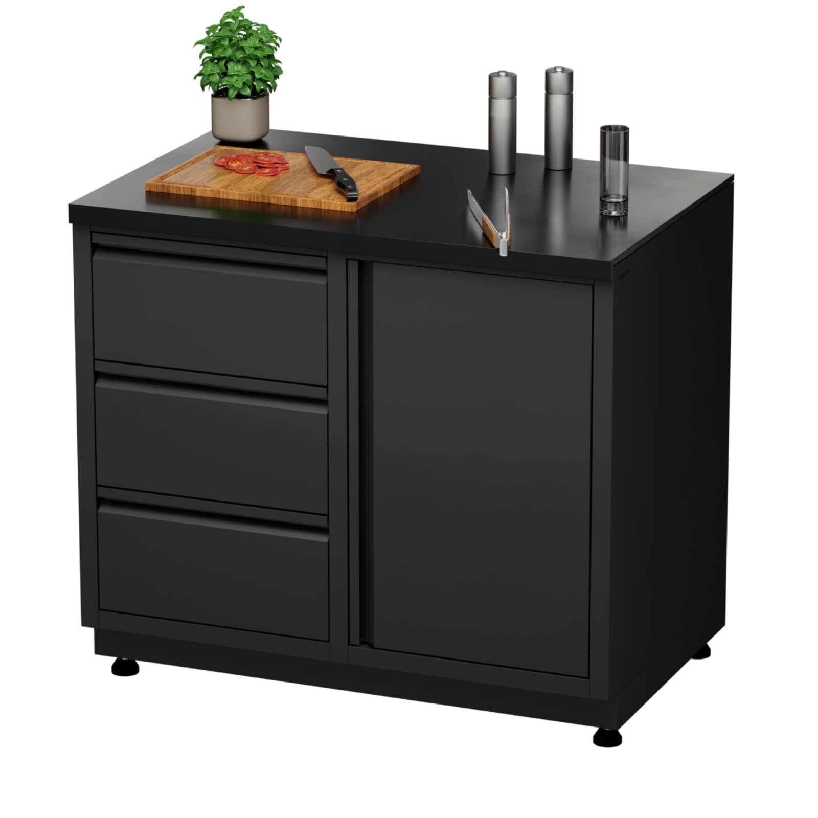 Vivandio quub System Grill Beistellwagen, mattschwarz