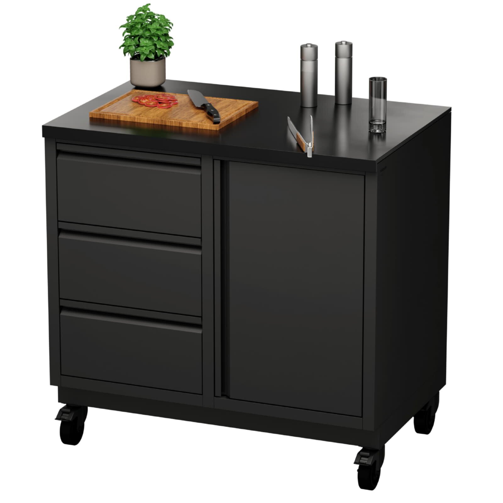 Vivandio quub System Grill Beistellwagen, mattschwarz