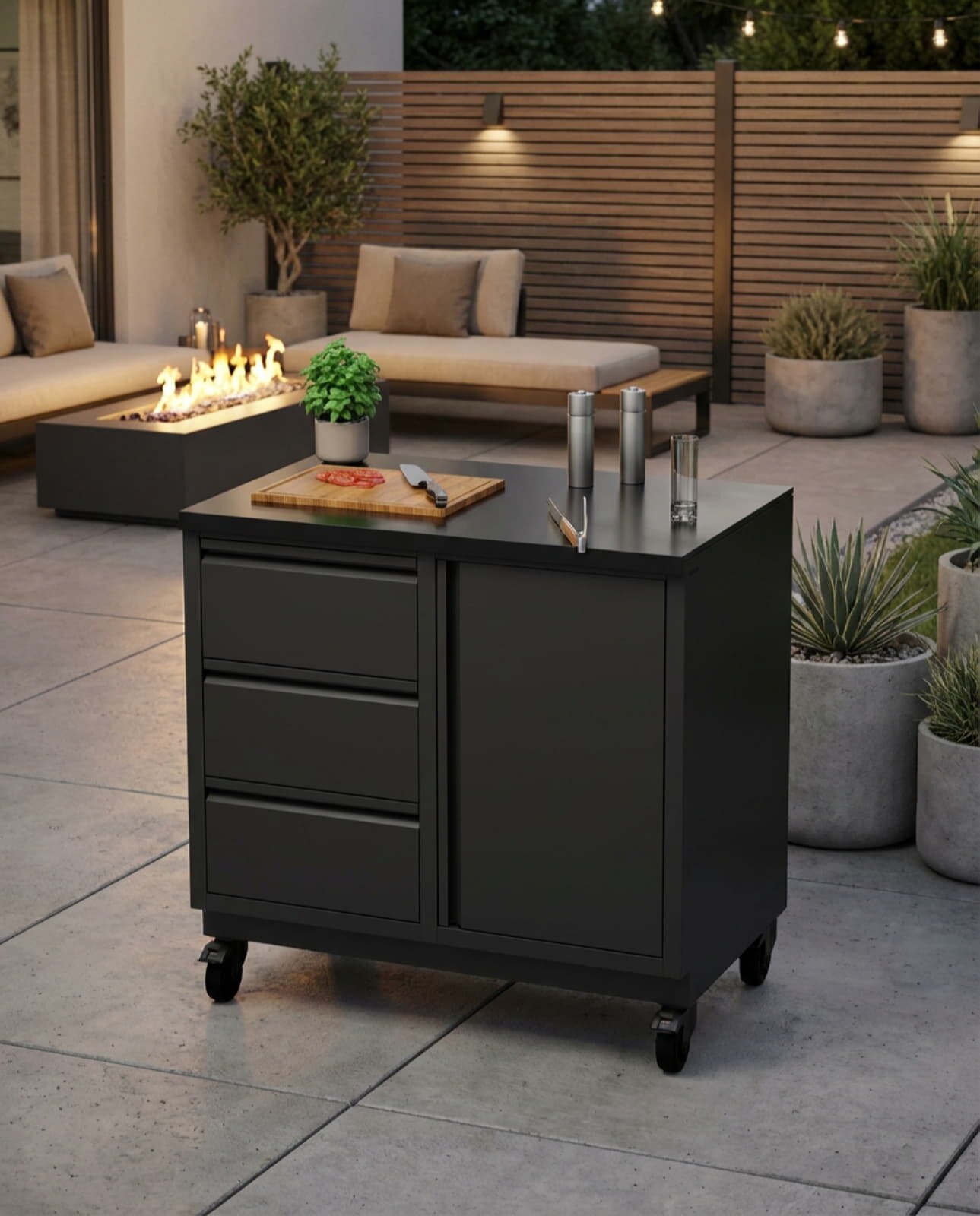 Vivandio quub System Grill Beistellwagen, mattschwarz