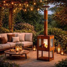 Außenkamin Vulx by Hwam Cubis aus Cortenstahl