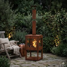 Außenkamin Vulx Cubis aus Cortenstahl