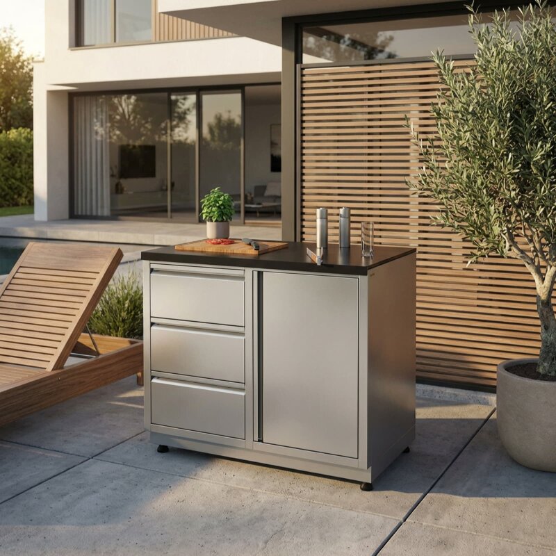 Vivandio quub System Grill Beistellwagen, Silber