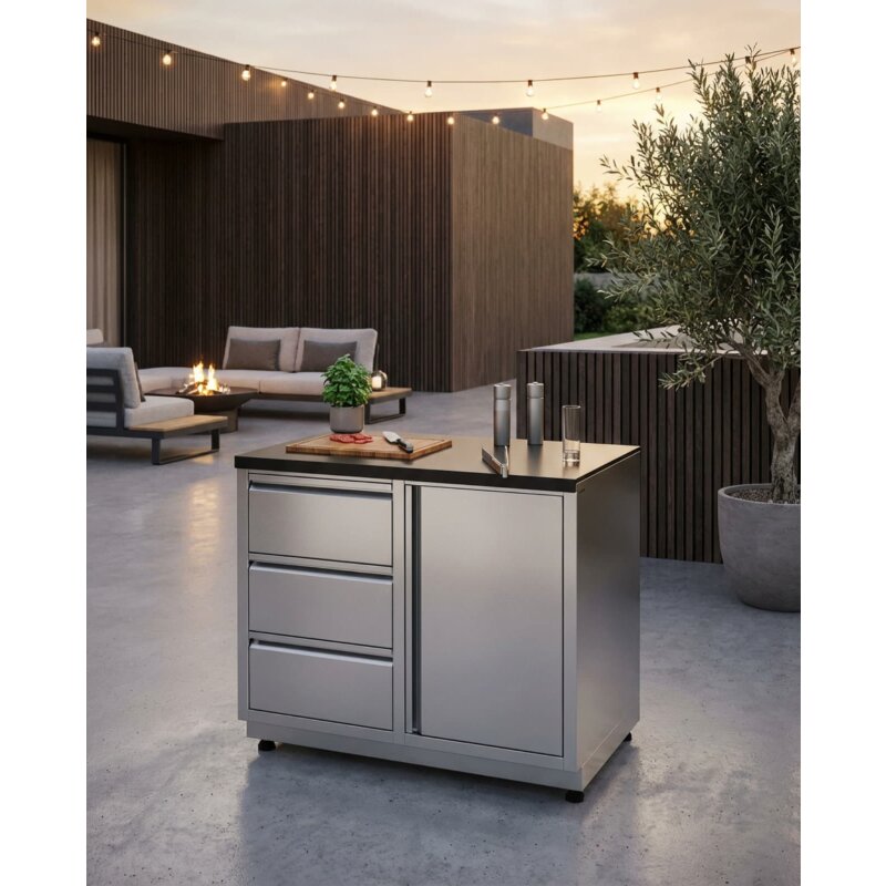 Vivandio quub System Grill Beistellwagen, Silber