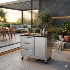 Vivandio quub System Grill Beistellwagen, Silber