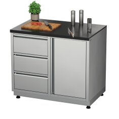 Vivandio quub System Grill Beistellwagen, Silber