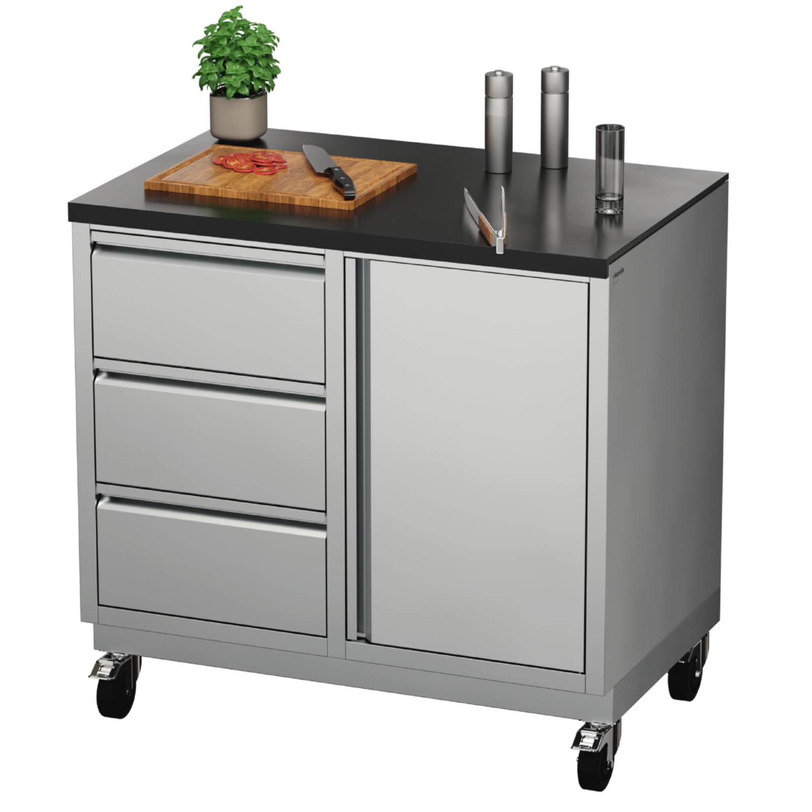 Vivandio quub System Grill Beistellwagen, Silber