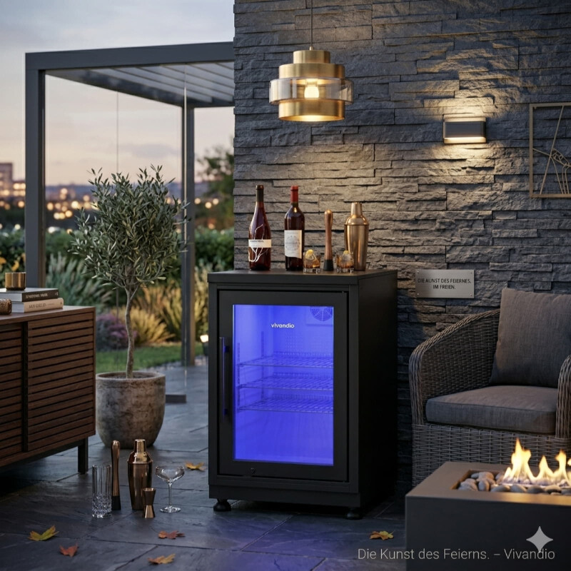 Vivandio quub Mobiler Kühlschrank für Garten & Pool, Mattschwarz