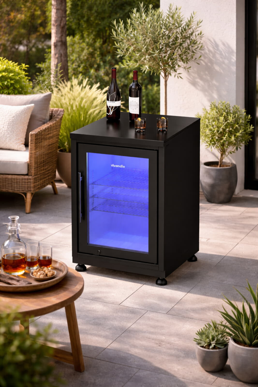 Vivandio quub Mobiler Kühlschrank für Garten & Pool, Mattschwarz