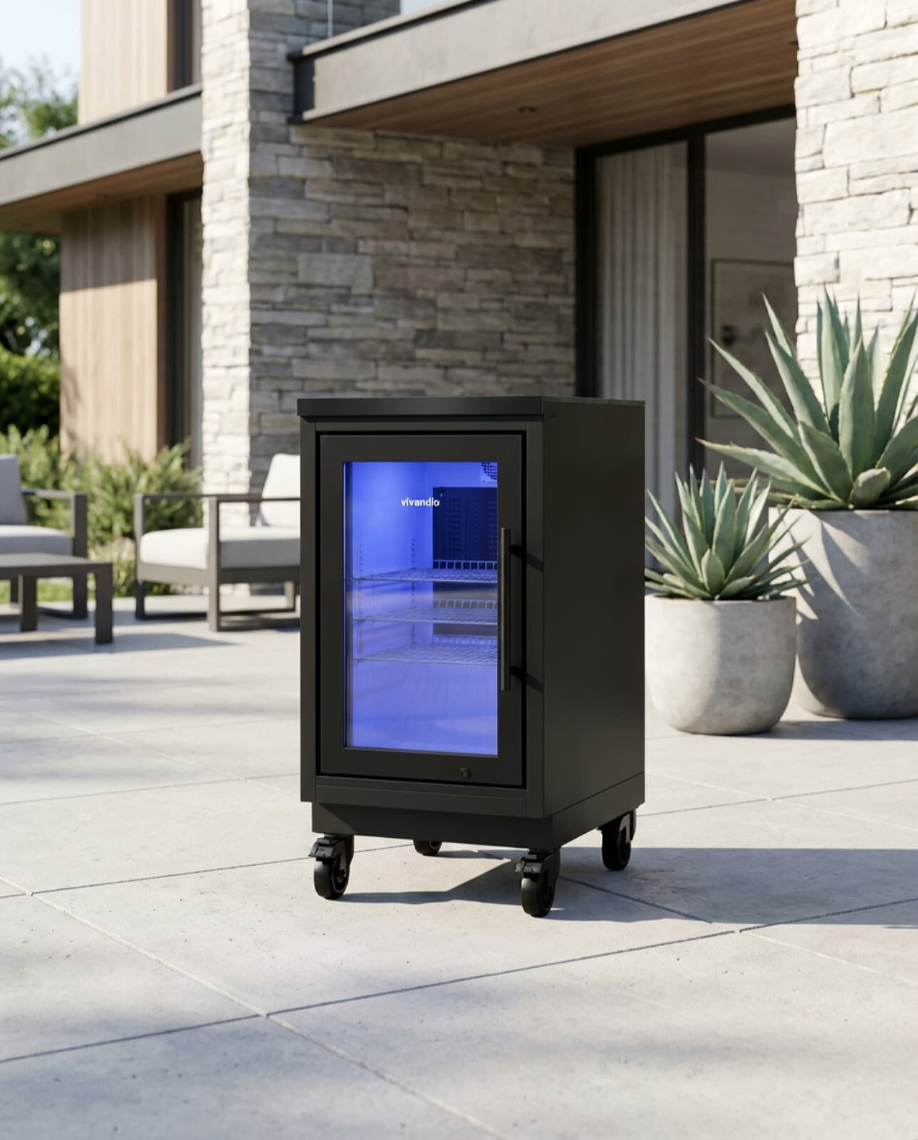 Vivandio quub Mobiler Kühlschrank für Garten & Pool, Mattschwarz
