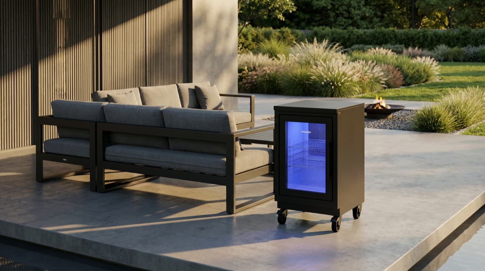 Vivandio quub Mobiler Kühlschrank für Garten & Pool, Mattschwarz