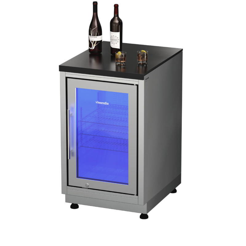 Vivandio quub Mobiler Kühlschrank für Garten & Pool, Silber