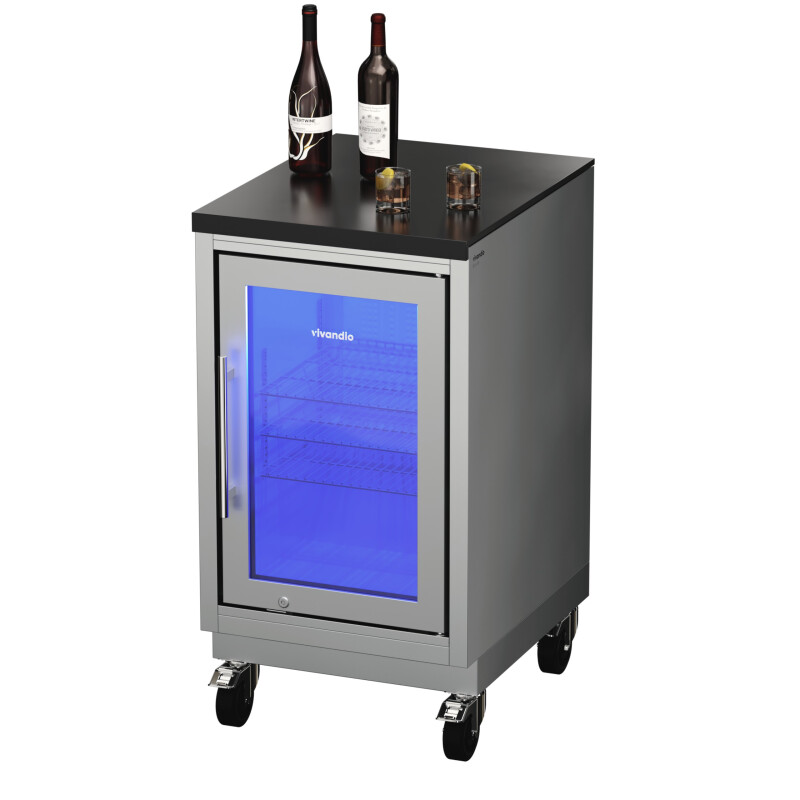 Vivandio quub Mobiler Kühlschrank für Garten & Pool, Silber