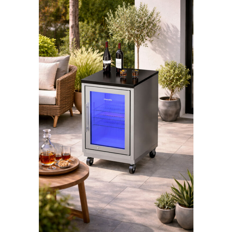 Vivandio quub Mobiler Kühlschrank für Garten & Pool, Silber
