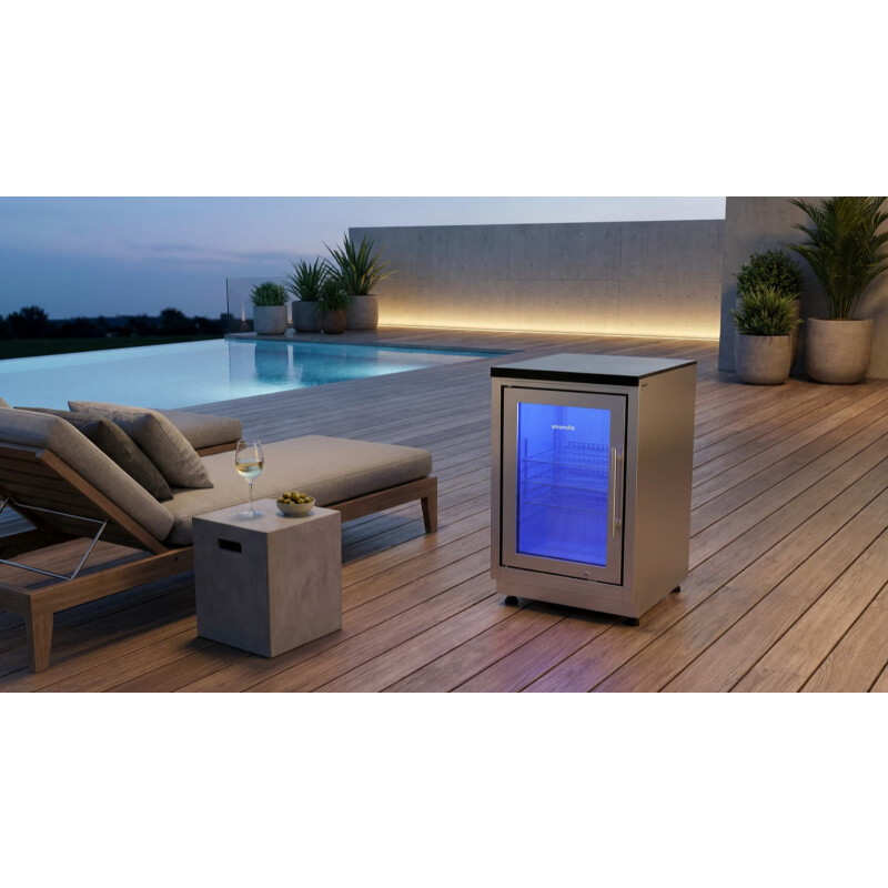 Vivandio quub Mobiler Kühlschrank für Garten & Pool, Silber