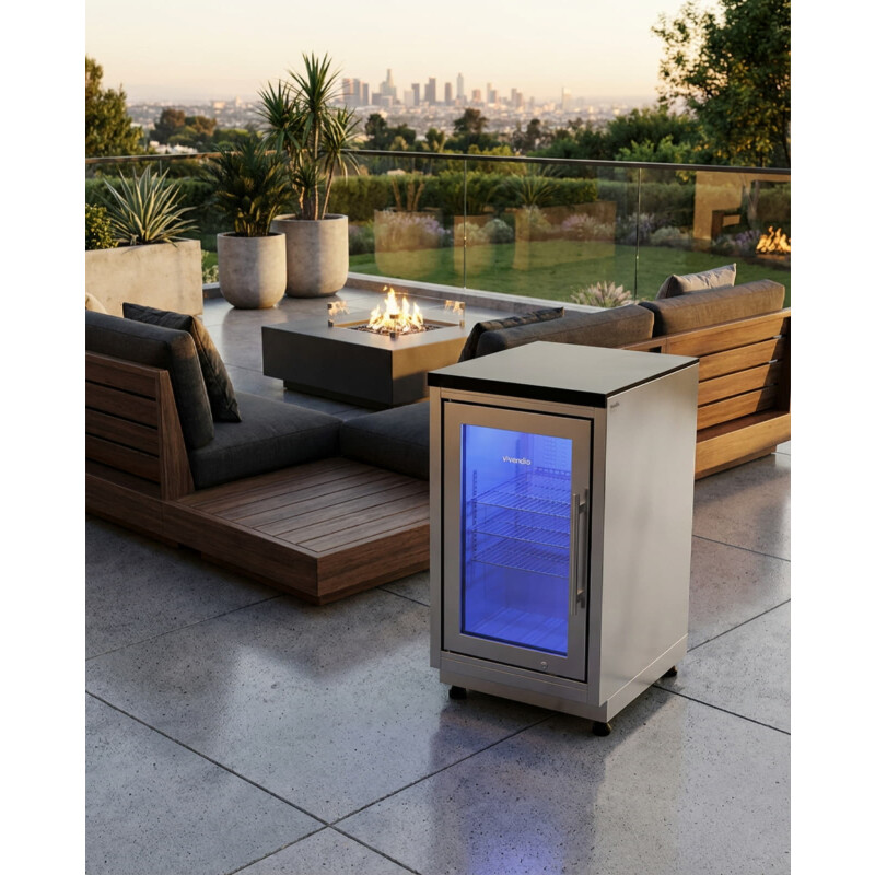 Vivandio quub Mobiler Kühlschrank für Garten & Pool, Silber