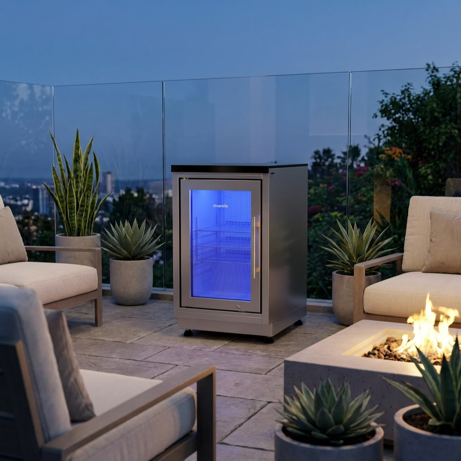 Vivandio quub Mobiler Kühlschrank für Garten & Pool, Silber