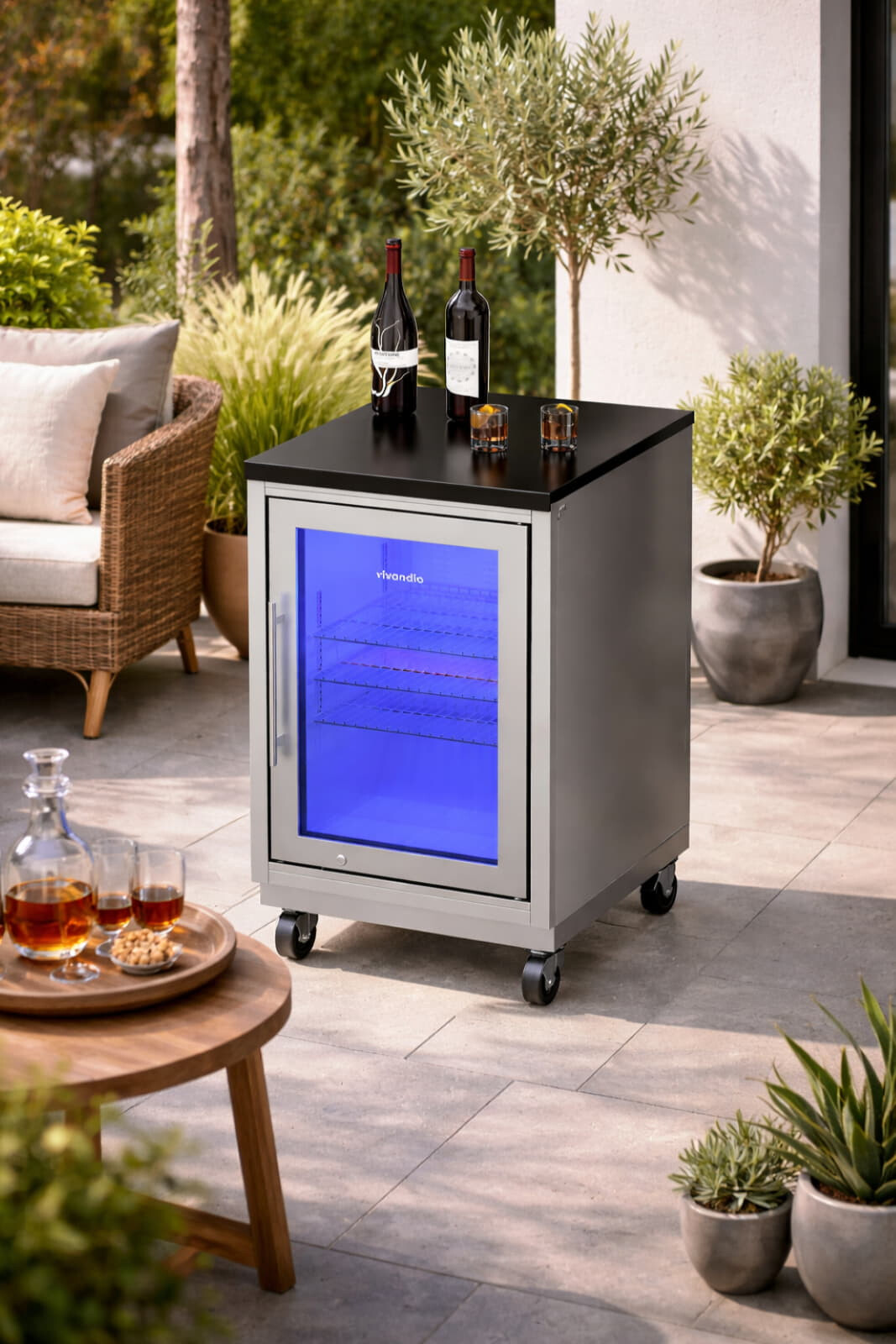 Vivandio quub Mobiler Kühlschrank für Garten & Pool, Silber