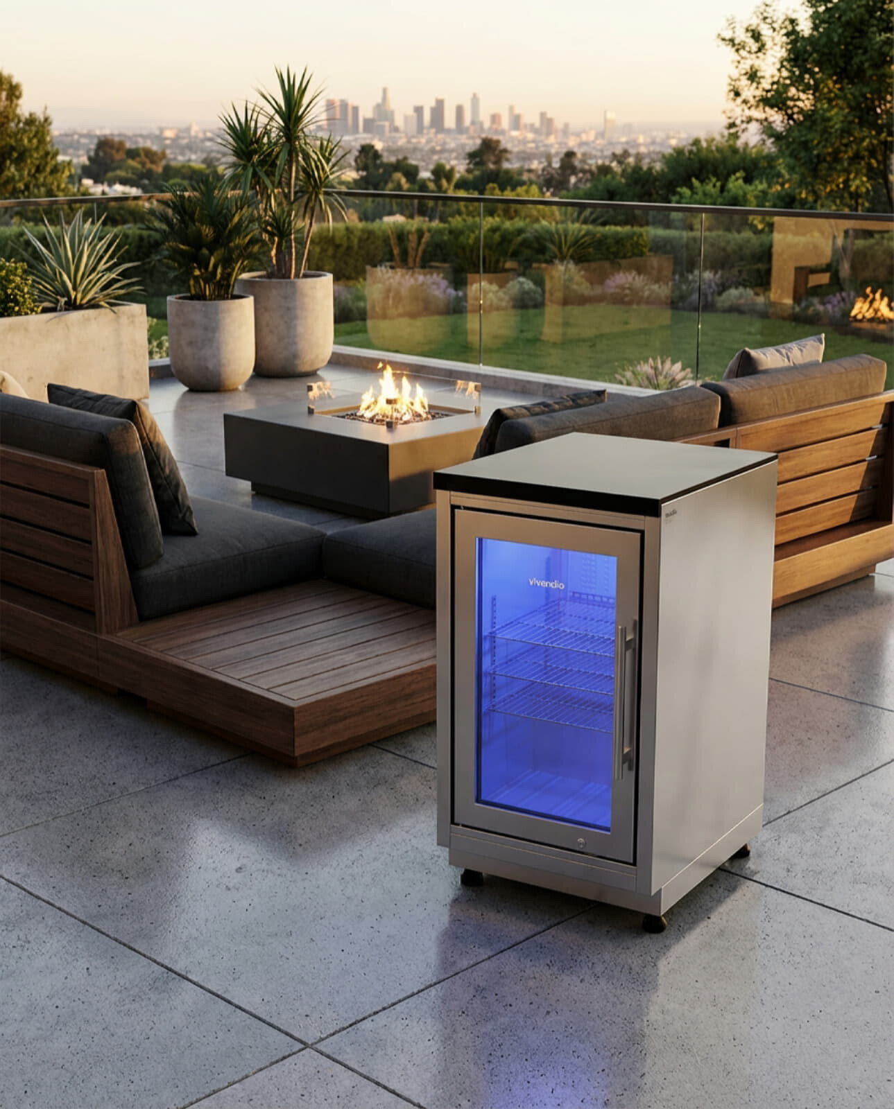 Vivandio quub Mobiler Kühlschrank für Garten & Pool, Silber