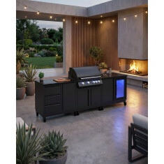 Vivandio quub Outdoorküche mit Grill fyre x, Kühlschrank, Arbeitsplatte, Mattschwarz