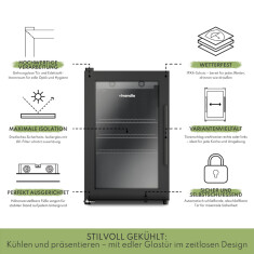 Vivandio quub Outdoorküche mit Grill fyre x, Kühlschrank, Arbeitsplatte, Mattschwarz