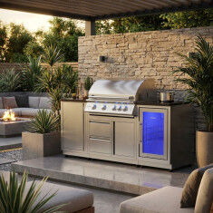 Vivandio quub Outdoorküche mit Grill fyre x, Kühlschrank, Kochfeld, Silber