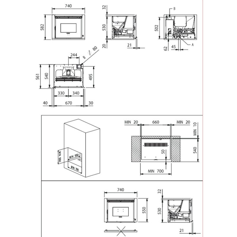 Pelleteinsatz La Nordica Extraflame Comfort P70 Air - 10 kW