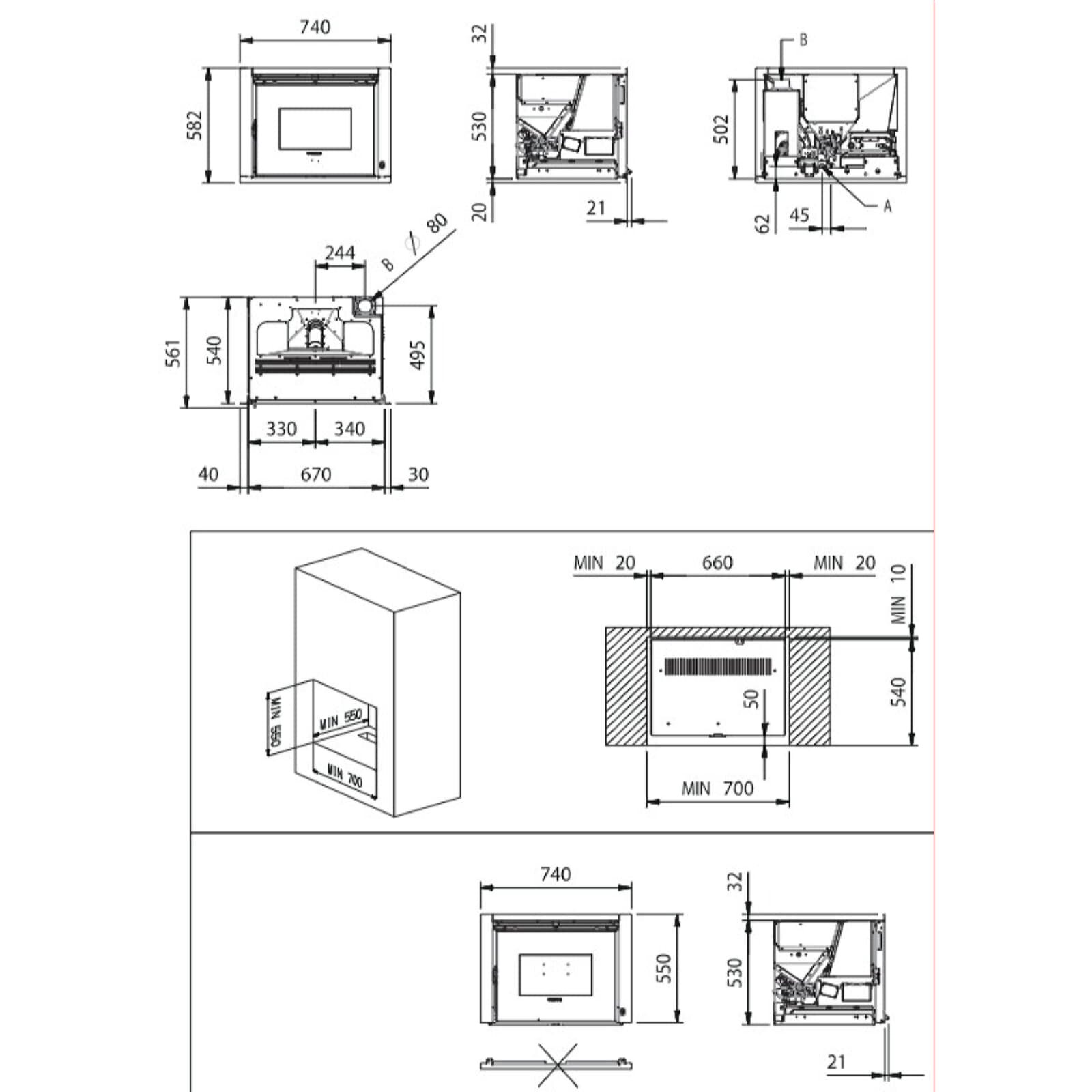 Pelleteinsatz La Nordica Extraflame Comfort P70 Air - 10 kW