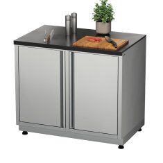 Vivandio quub Garten- & Grillschrank mit Steinarbeitsfläche, Silber