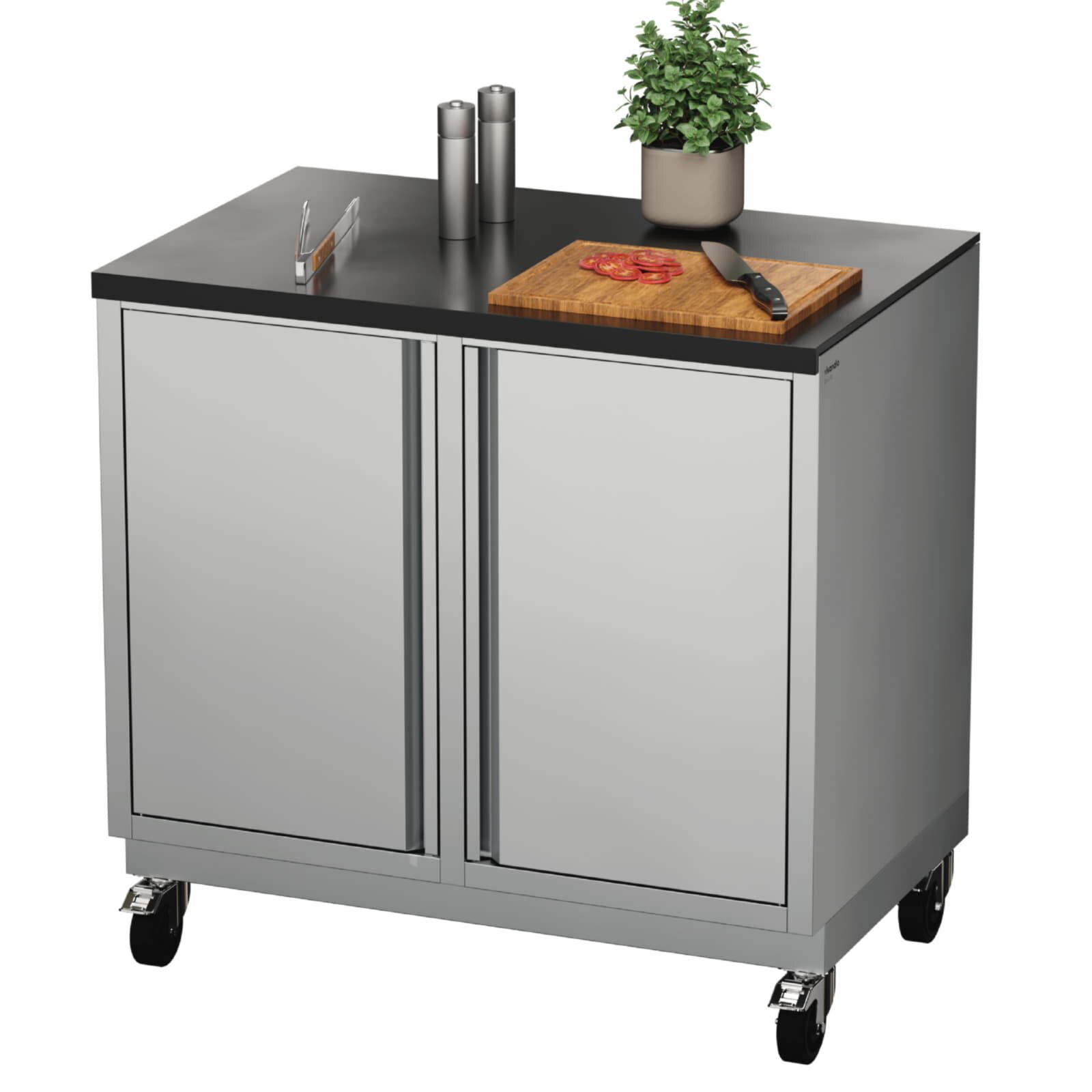 Vivandio quub Garten- & Grillschrank mit Steinarbeitsfläche, Silber