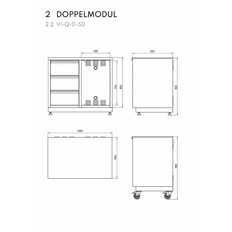 Vivandio quub Garten- & Grillschrank mit Steinarbeitsfläche, Schwarz