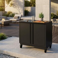 Vivandio quub Garten- & Grillschrank mit Steinarbeitsfläche, Schwarz