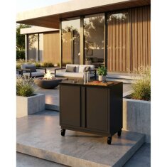 Vivandio quub Garten- & Grillschrank mit Steinarbeitsfläche, Schwarz