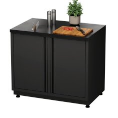 Vivandio quub Garten- & Grillschrank mit Steinarbeitsfläche, Schwarz
