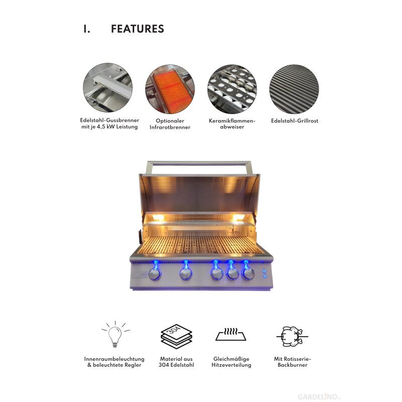 Vivandio quub mobile Outdoorküche mit Grill fyre x, Kühlschrank & Arbeitsplatte, Silber