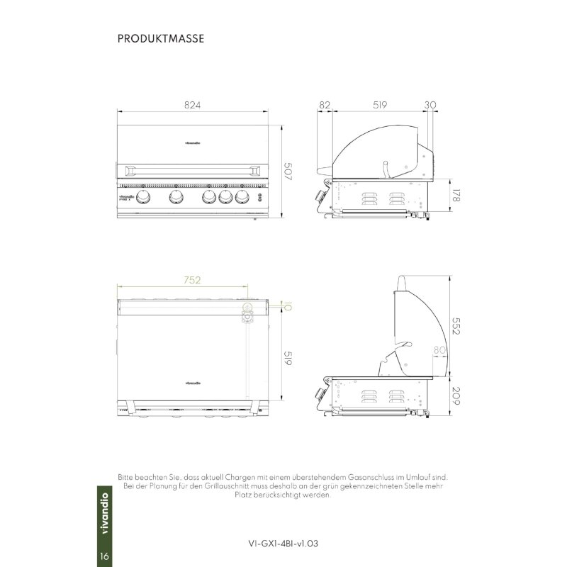 Vivandio quub mobile Outdoorküche mit Grill fyre x, Kühlschrank & Arbeitsplatte, Silber